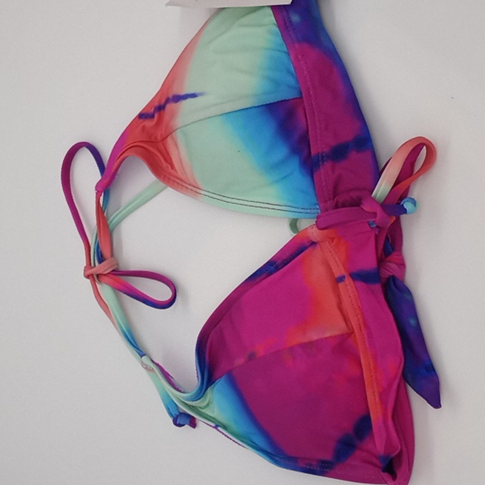 Lucky Brand Letting Go Tie Dye Halter Bikini Top Multicolor M